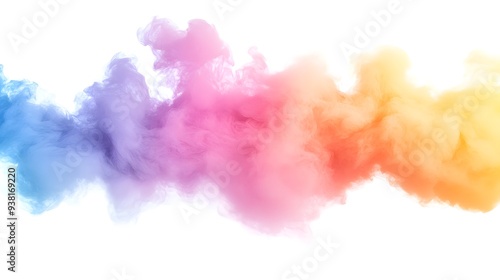 Smoke Bomb Explosion: A burst of colorful smoke from a smoke bomb, with plumes billowing out on a crisp white background. 