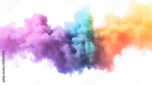 Smoke Bomb Explosion: A burst of colorful smoke from a smoke bomb, with plumes billowing out on a crisp white background. 