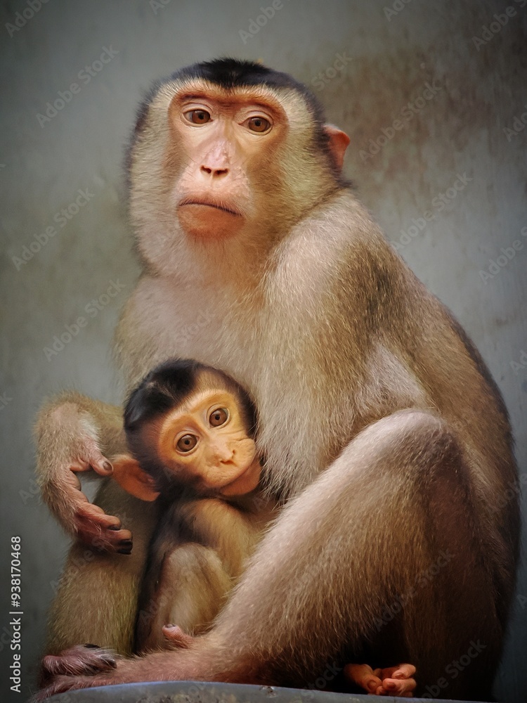 Potrait Mother Southern Boar-Tailed Macaque breastfeeding her baby, 24 August 2024 Indonesia Potrait Mother Southern Boar-Tailed Macaque breastfeeding her baby, 24 August 2024 Indonesia