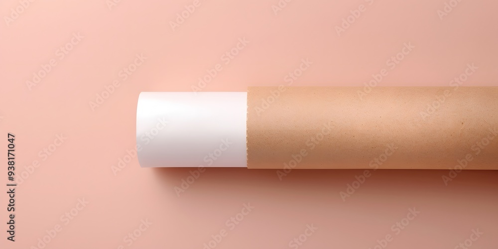Diagonal Angle of Rolled-Up White Paper with Print Inside, Creative Design and Blueprint Concept Diagonal Angle of Rolled-Up White Paper with Print Inside, Creative Design and Blueprint Concept