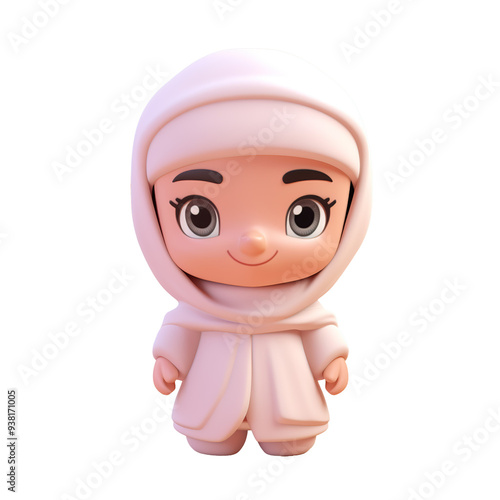 3d render of cute moeslem isolated on transparent background photo