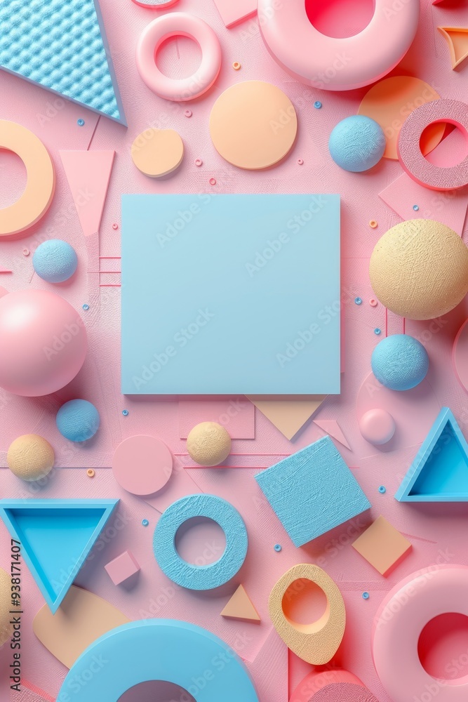 A colorful background with a blue square in the middle A colorful background with a blue square in the middle