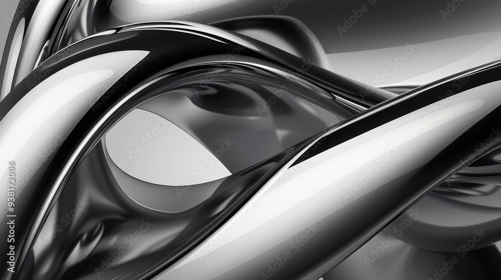 Black and white abstract image. 3D liquid glass rendering. Blender. Black and white abstract image. 3D liquid glass rendering. Blender.