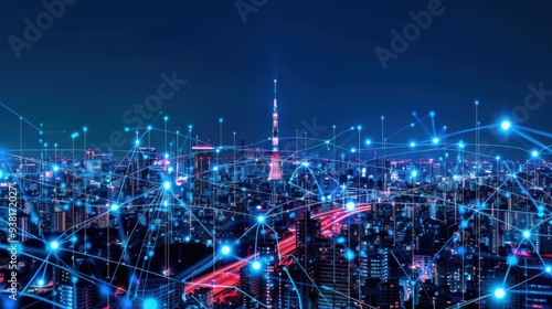 Wallpaper Mural Illuminating the Future. Smart city digital transformation development concept Torontodigital.ca