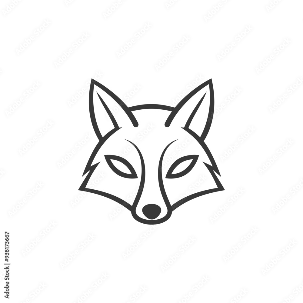 Obraz premium Black and White Line Art Illustration of a Fox Head