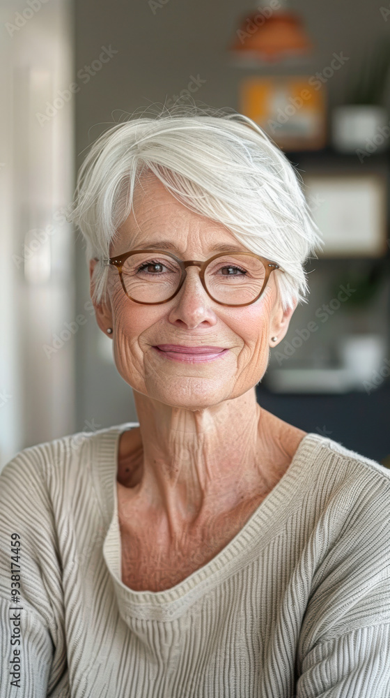 A woman with glasses and a white shirt is smiling A woman with glasses and a white shirt is smiling