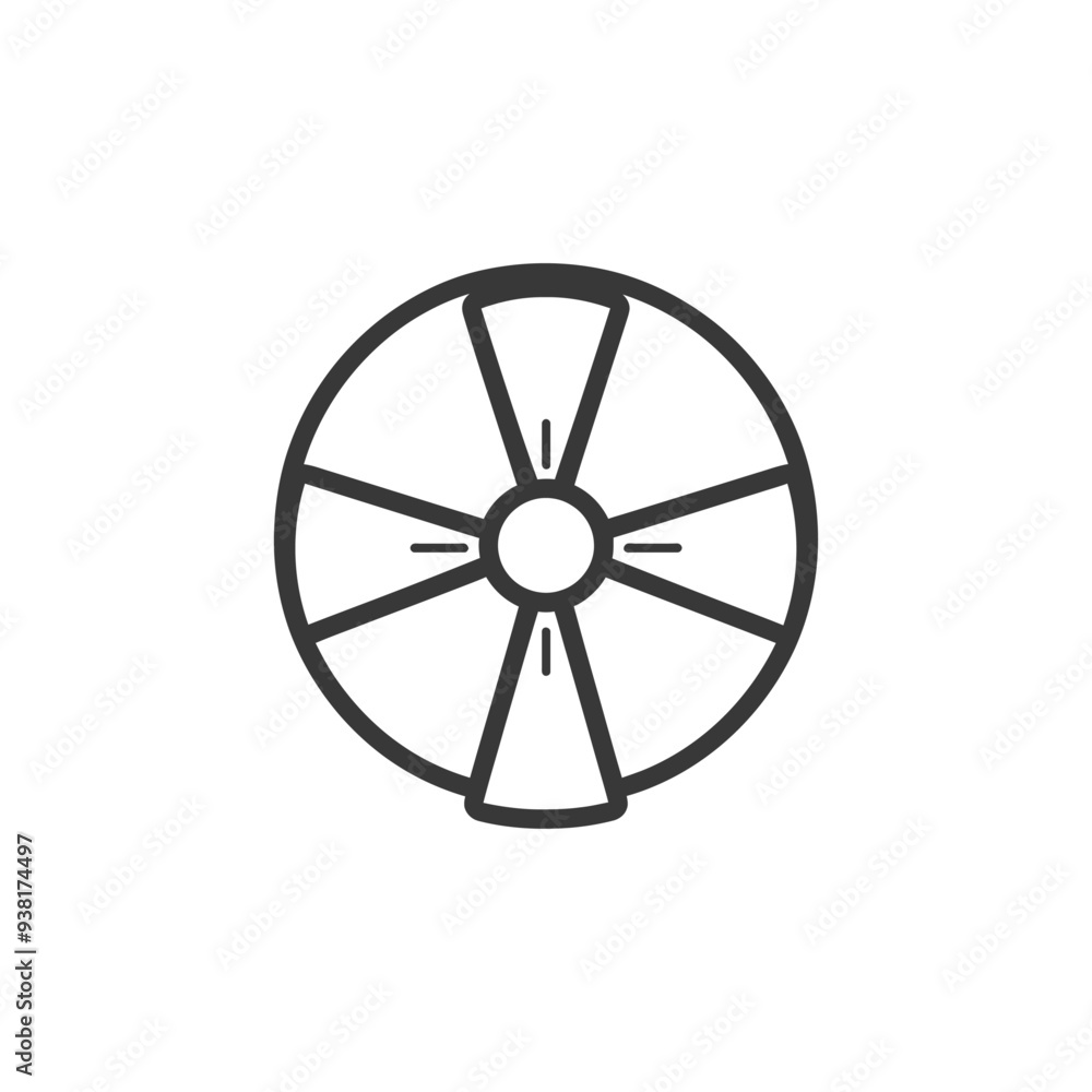 Black and White Illustration of a Wheel with Spokes Black and White Illustration of a Wheel with Spokes
