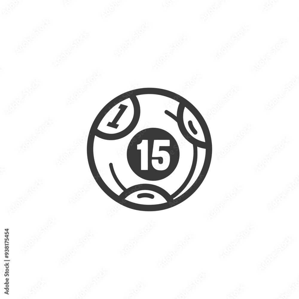 Black and White Line Art Illustration of a Billiard Ball with the Numbers 1 and 15 Black and White Line Art Illustration of a Billiard Ball with the Numbers 1 and 15