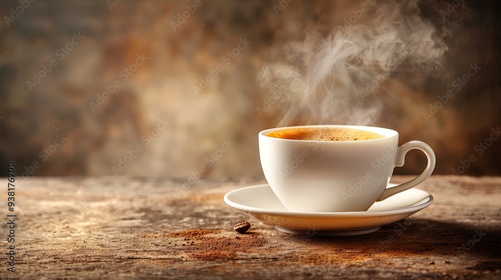 Steaming Ceramic Mug of Freshly Brewed Coffee in Cozy Morning Light Steaming Ceramic Mug of Freshly Brewed Coffee in Cozy Morning Light