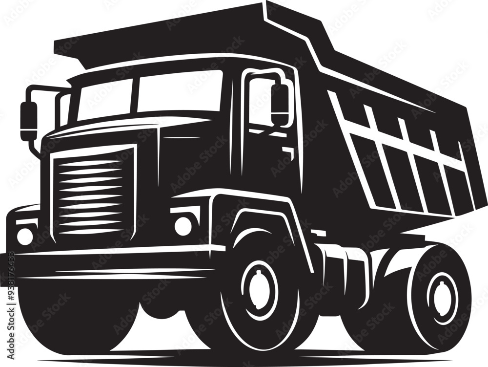 Dump Truck silhouette vector illustration isolated on a white background Dump Truck silhouette vector illustration isolated on a white background