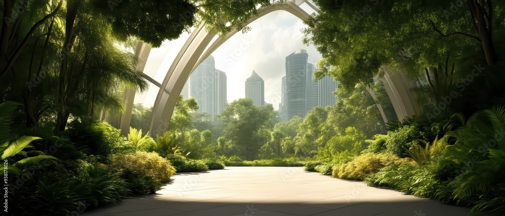 A serene urban park surrounded by lush greenery and modern skyscrapers, creating a peaceful escape in the heart of the city. A serene urban park surrounded by lush greenery and modern skyscrapers, creating a peaceful escape in the heart of the city.