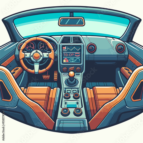 interior view from car dashboard vector illustration
