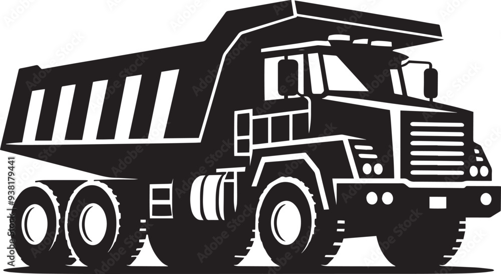 Dump Truck silhouette vector illustration isolated on a white background Dump Truck silhouette vector illustration isolated on a white background