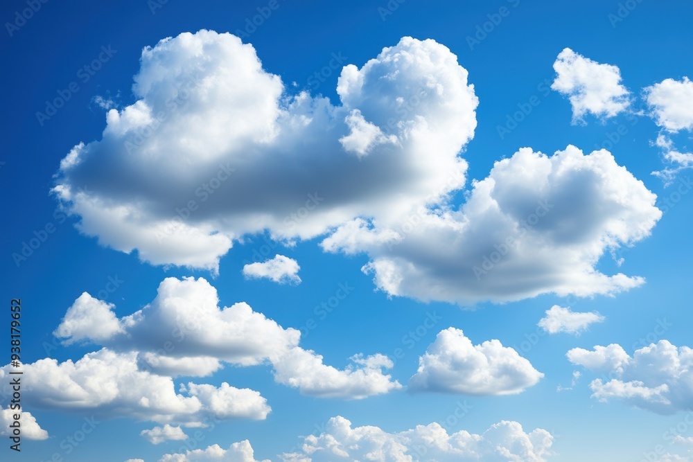 Serene blue sky with fluffy cumulus clouds Serene blue sky with fluffy cumulus clouds