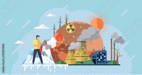 Hot weather vector illustration. Worldwide, thermometer ascends, rising crescendo in evolving melody global warming The hot weather concept is composition, each temperature elevation contributing