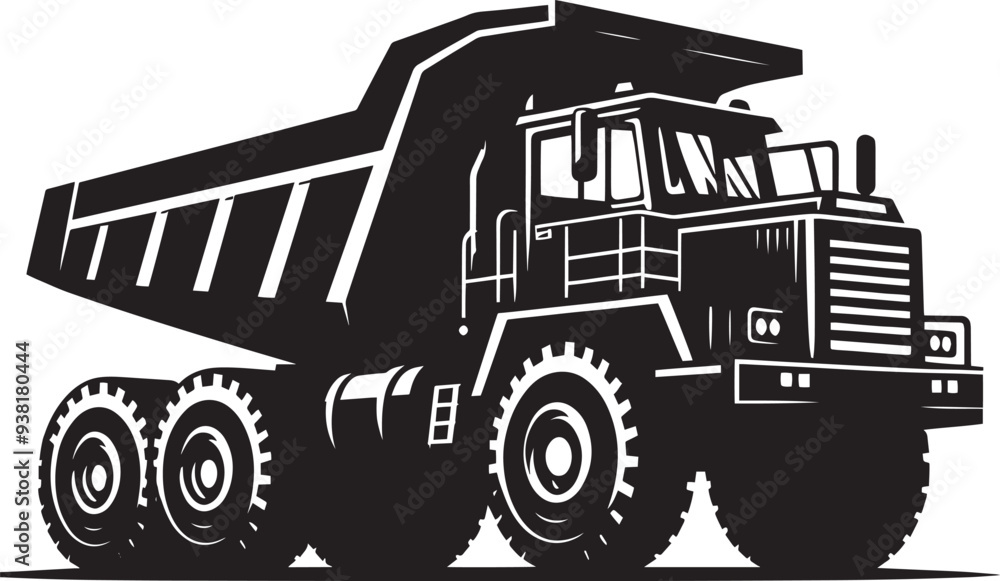 Dump Truck silhouette vector illustration isolated on a white background Dump Truck silhouette vector illustration isolated on a white background