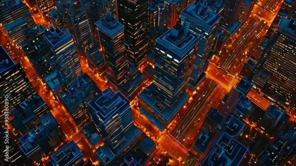Nighttime Skyline View of a Modern Cityscape - 4K Nighttime Skyline View of a Modern Cityscape - 4K