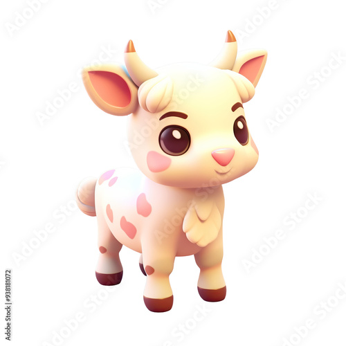 3d render of cute goat isolated on transparent background