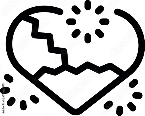 Broken heart being repaired with loading symbol representing healing process