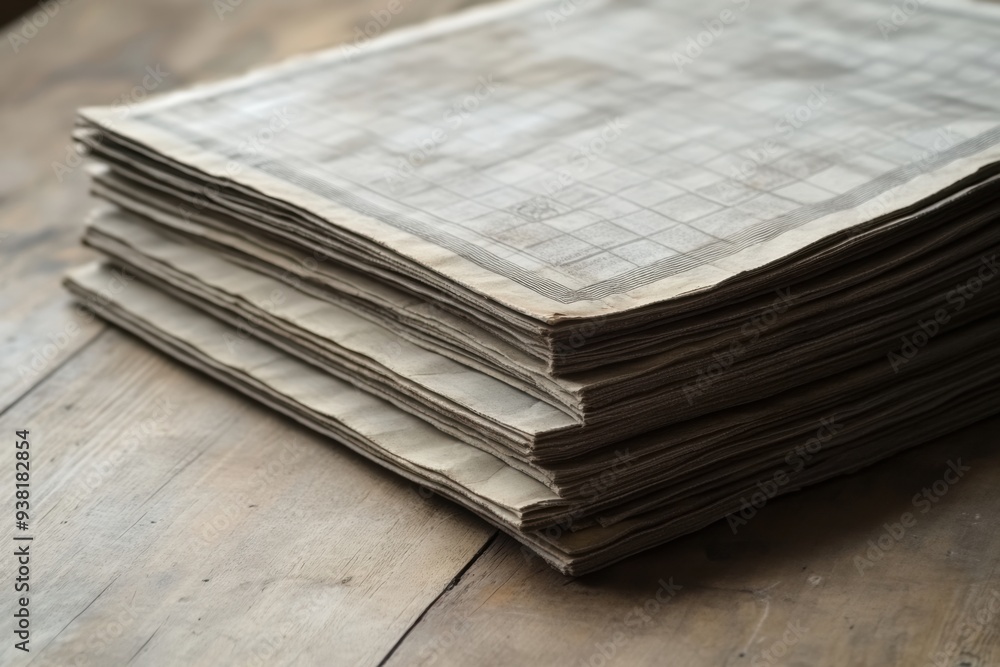 Stack of crossword puzzles in newspaper on wooden table Stack of crossword puzzles in newspaper on wooden table