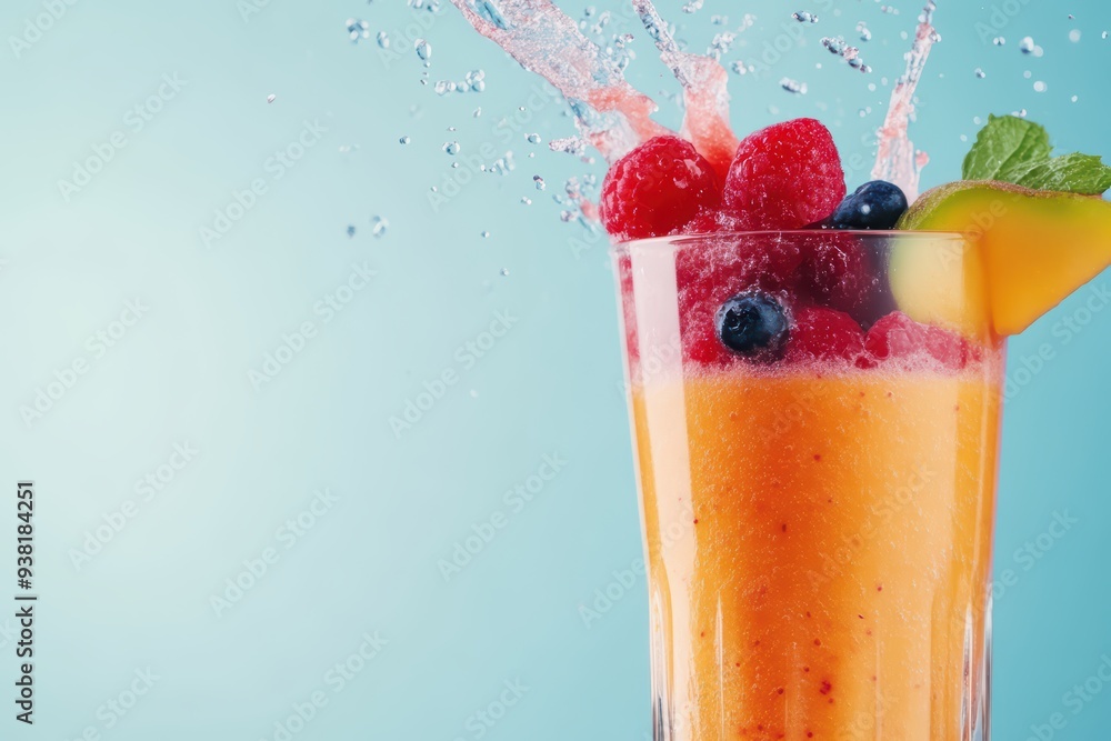 Refreshing fruit smoothie with splashes, showcasing vibrant colors and delicious ingredients, perfect for summer vibes. Refreshing fruit smoothie with splashes, showcasing vibrant colors and delicious ingredients, perfect for summer vibes.