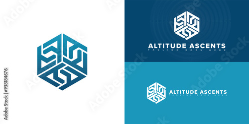 Abstract hexagon initial letter A or AA in blue color isolated on multiple background colors. The logo is suitable for startup accelerator logo design inspiration templates.