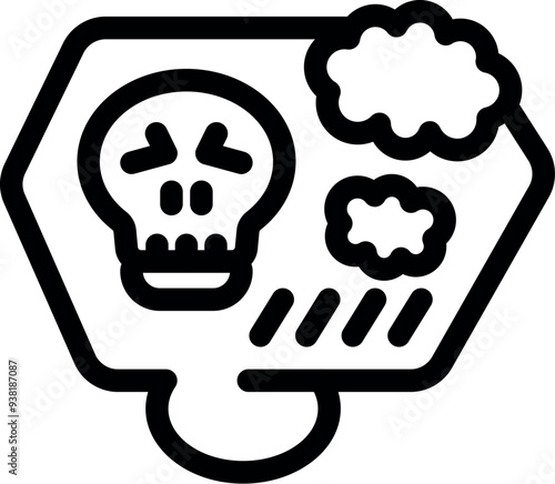 Radiation detector showing high level warning, emitting beeping sound and skull sign