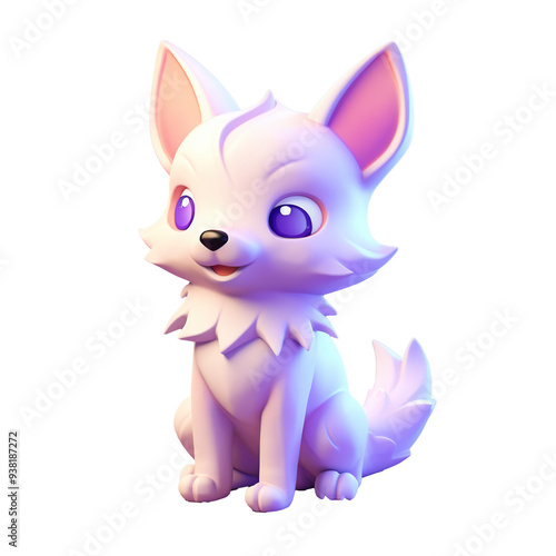 3d render of cute fox isolated on transparent background