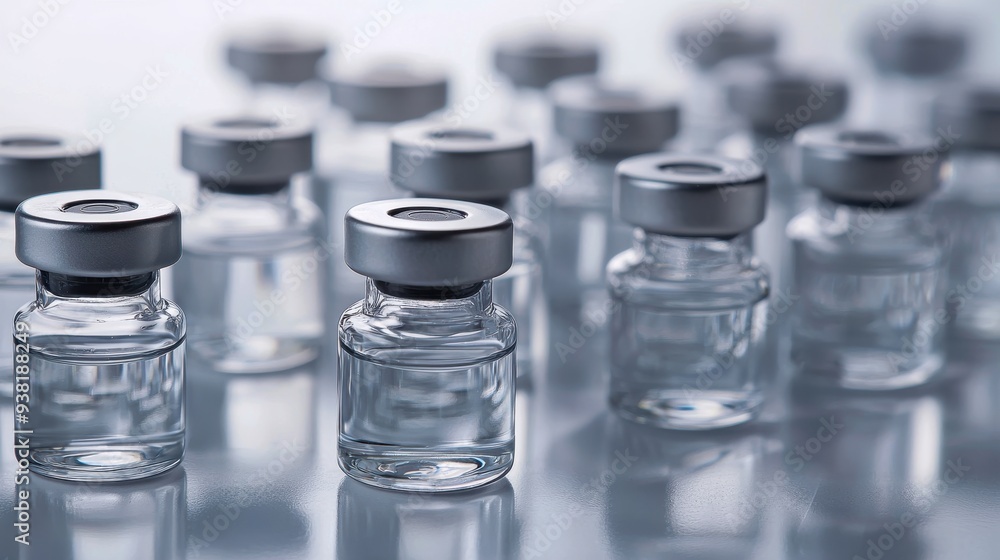A professional arrangement of small, sealed vials of liquid medication in a sterile setting. The clean, white background highlights the precision and safety in handling injectable medications. A professional arrangement of small, sealed vials of liquid medication in a sterile setting. The clean, white background highlights the precision and safety in handling injectable medications.