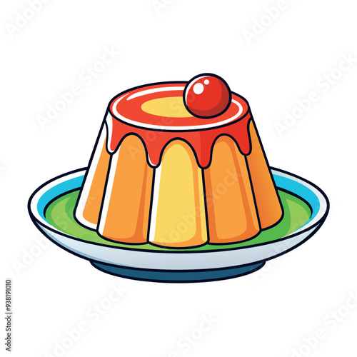 Jelly on a plate, 3D rendering, vector illustration