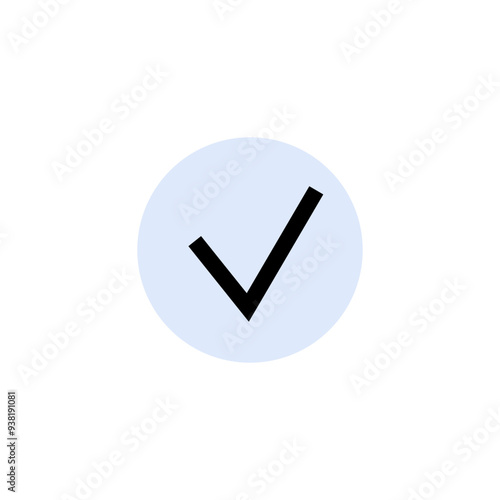 A check mark inside a circle symbolizing confirmation or approval in digital transactions. Use in digital approval, successful transactions, online confirmations, verification processes, and secure photo