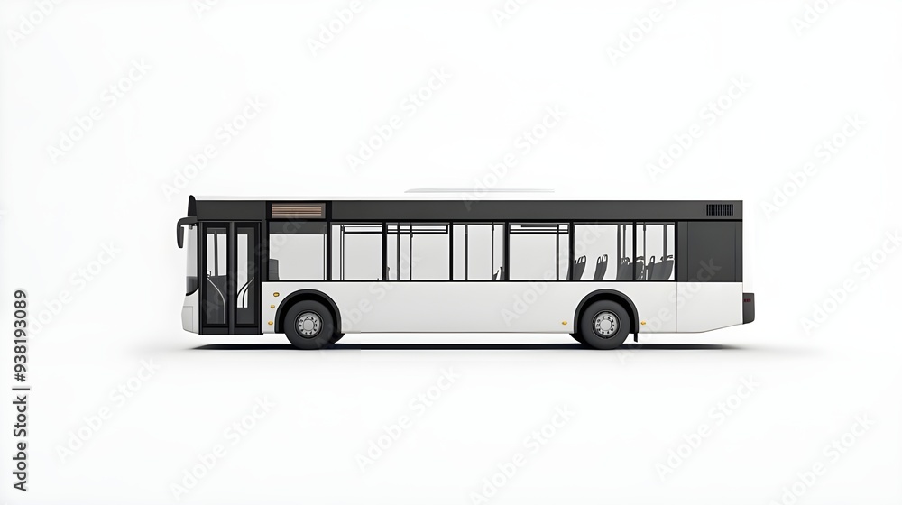 White city bus isolated on white background, detailed photo, png. White city bus isolated on white background, detailed photo, png.