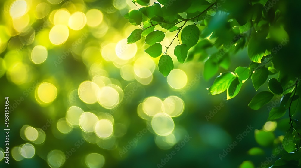 Fototapeta premium A background featuring bright green and yellow lights blurred into a bokeh effect.