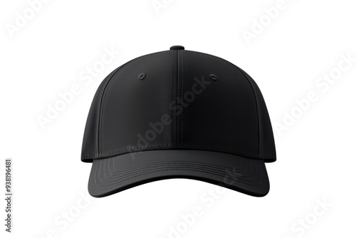 Classic black baseball cap isolated on white background.