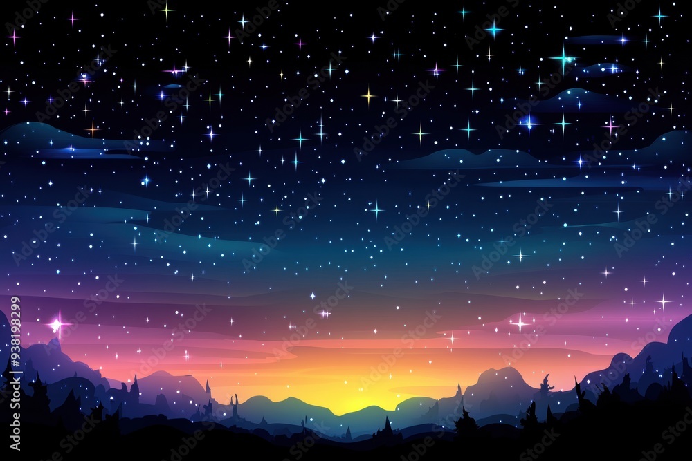 Naklejka premium Magical twilight sky serene mountain landscape