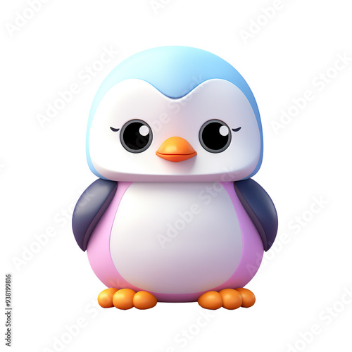 3d render of cute penguin isolated on transparent background