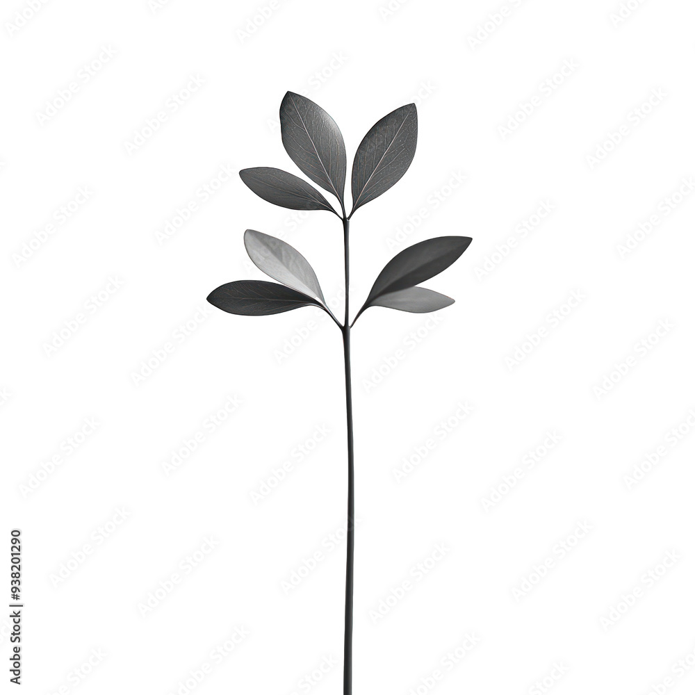 Elegant minimalistic plant with shiny leaves, perfect for modern decor and nature-inspired designs. transparent background Elegant minimalistic plant with shiny leaves, perfect for modern decor and nature-inspired designs. transparent background