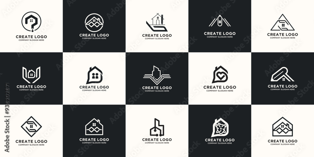 Fototapeta premium real estate and building logo design creativity