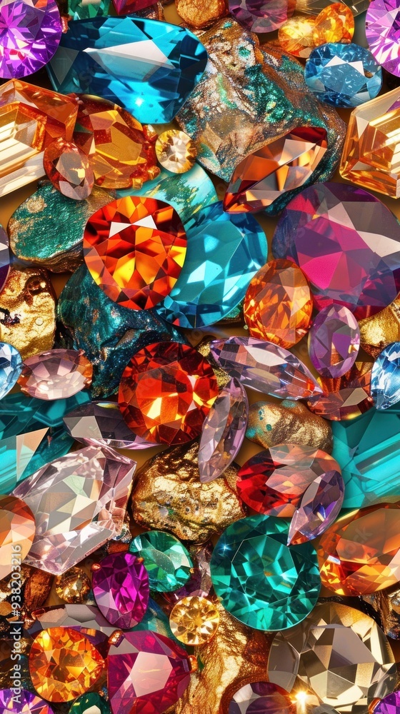 Fototapeta premium Colorful Gemstones and Gold.