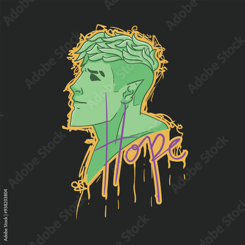 Green skin man with a hope words for tshirt design