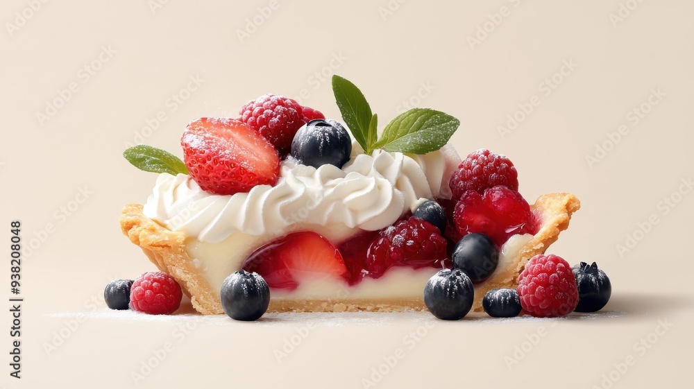 Stylized illustration of fruit tart cross-section with bold lines. Stylized illustration of fruit tart cross-section with bold lines.