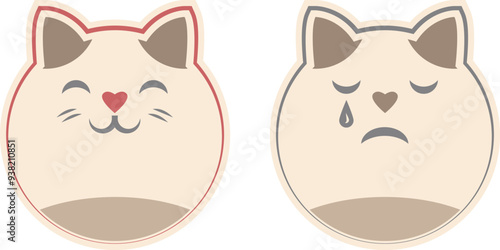 Two cats with hearts saying that one has a heart on his head