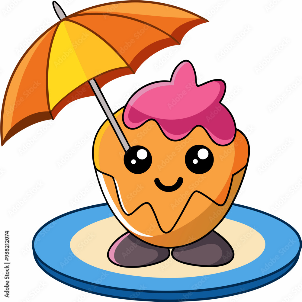 Cool Cone Vector Design of Ice Cream with Tiny Umbrella Cool Cone Vector Design of Ice Cream with Tiny Umbrella