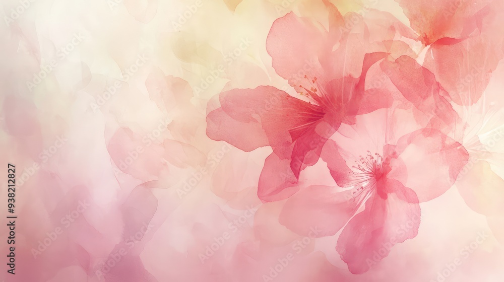 Abstract blossom fade with soft, watercolor-like petals gradually blending into a light, airy background. Abstract blossom fade with soft, watercolor-like petals gradually blending into a light, airy background.