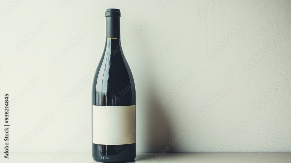 Elegant Portrait of Red Wine Bottle with White Label on Dark Background Elegant Portrait of Red Wine Bottle with White Label on Dark Background