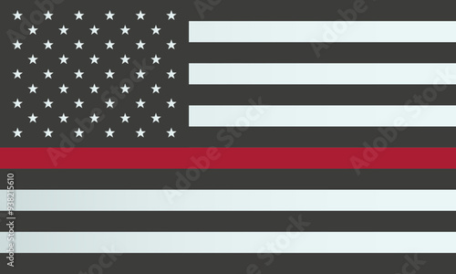 Thin red line USA Flag. Distressed American Firefighter Support Flag