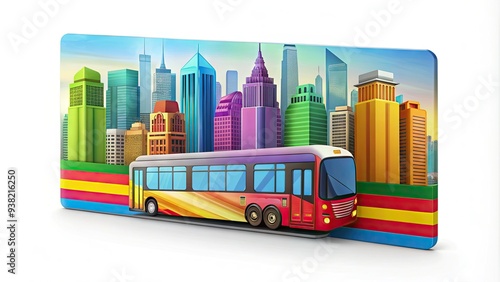 Colorful Singapore bus ticket with magnetic stripe and smart card technology on a white background, showcasing convenient public transportation in the urban city-state. photo