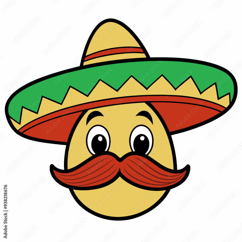 Hand-Drawn Mexican Mustache on White Background Hand-Drawn Mexican Mustache on White Background