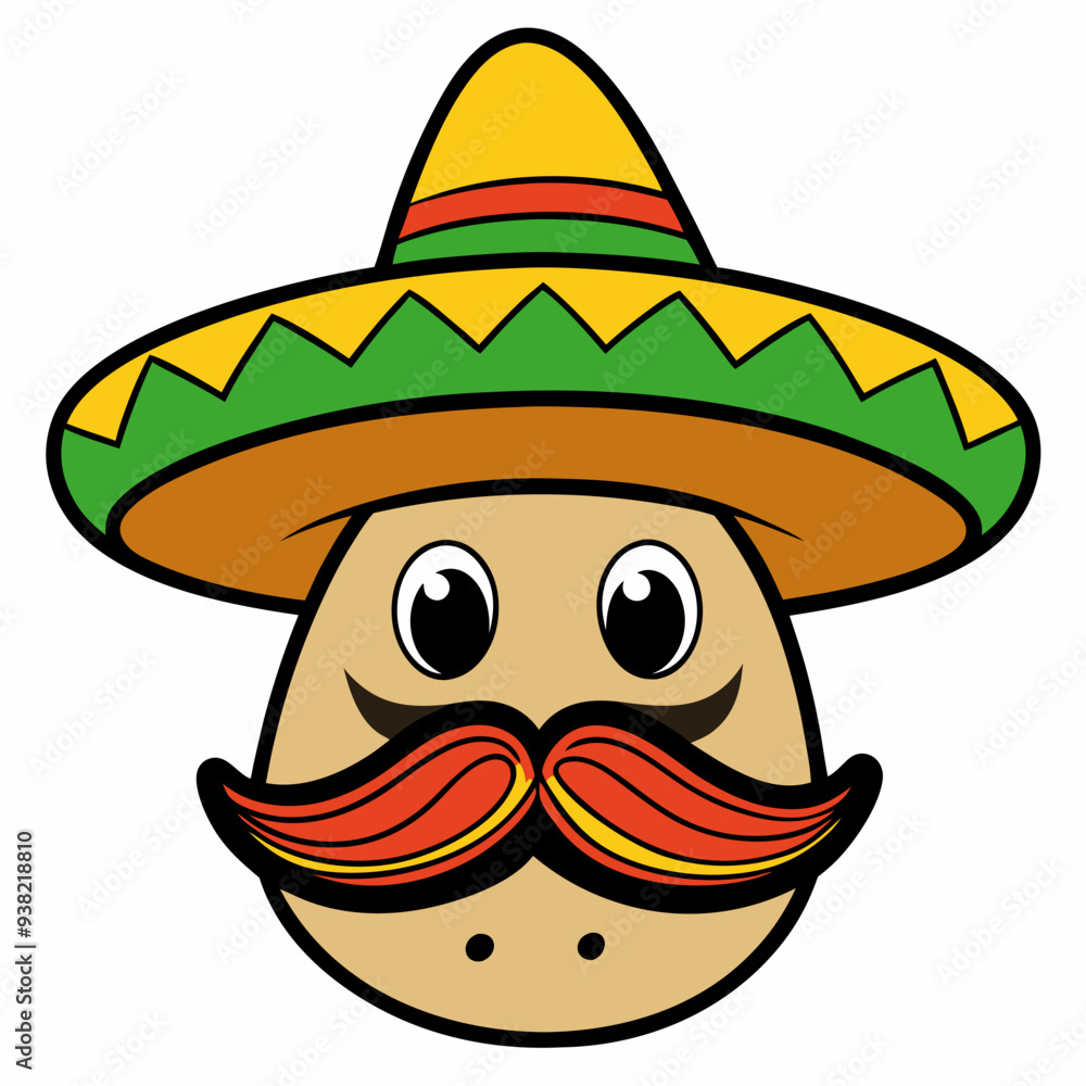 Hand-Drawn Mexican Mustache on White Background Hand-Drawn Mexican Mustache on White Background