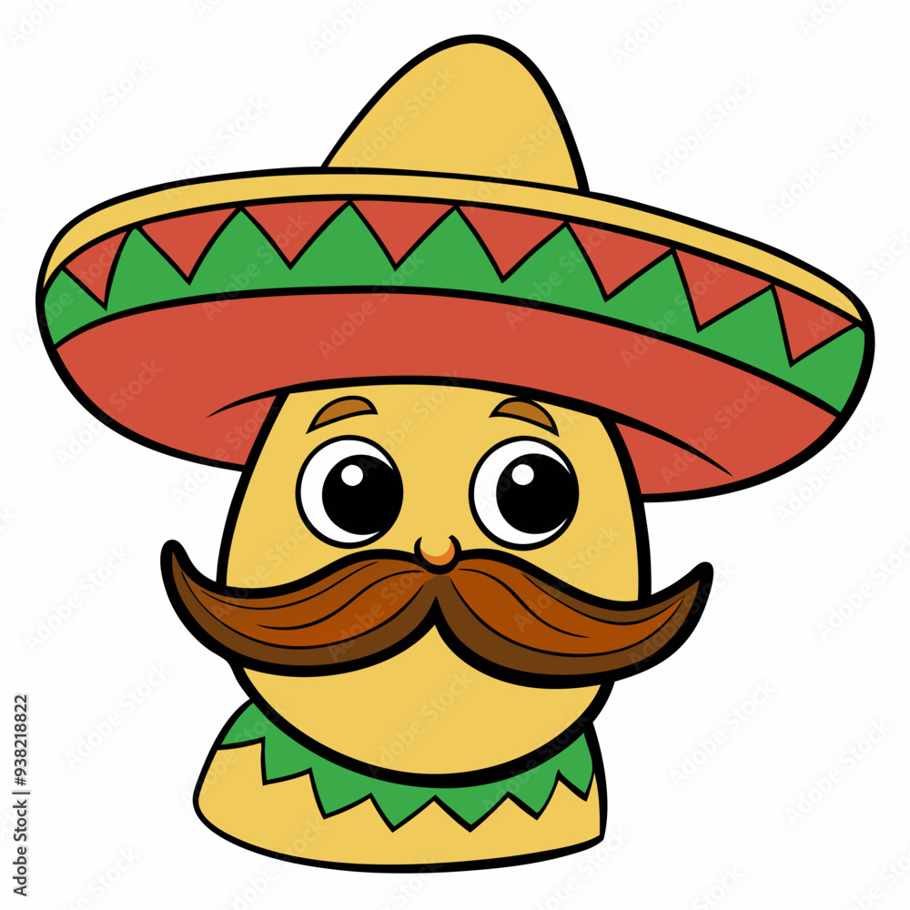 Hand-Drawn Mexican Mustache on White Background Hand-Drawn Mexican Mustache on White Background